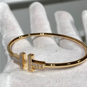 Tiffany & Co. Gold T Bracelet with Diamonds